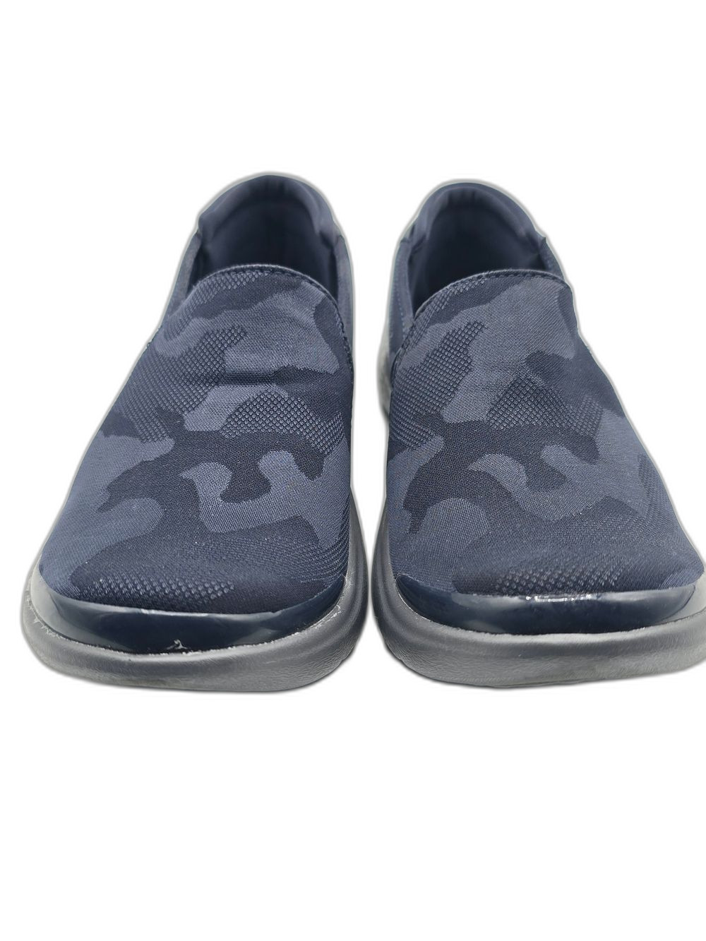 Bzees Women's Slip-On Camouflage Knit Sneakers SZ 6.5 Navy Comfy Stretch Walking